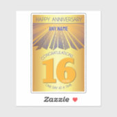Sticker 16 Year | Golden Ray 12 Step CUSTOM NAME (Feuille)