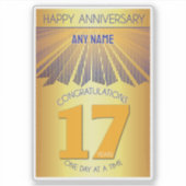 Sticker 17 ans | Rayon doré 12 étapes NOM PERSONNALISÉ (Devant)
