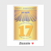 Sticker 17 ans | Rayon doré 12 étapes NOM PERSONNALISÉ (Feuille)