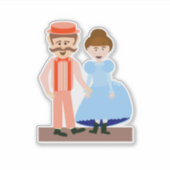 Sticker 1890s Couple mignon style victorien Cartoon couleu (Devant)