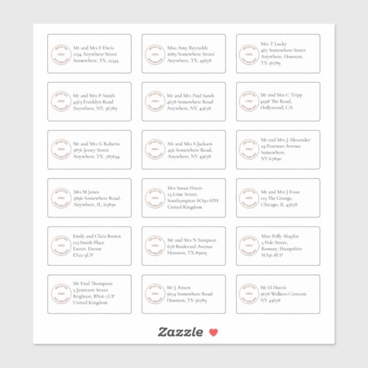 Sticker 18 Adresse de nom individuel Serif Logo d'entrepri (Feuille)