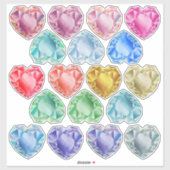 Sticker 18 Aquarelle Coeur Gemstones mignonne Colorful Fun (Feuille)