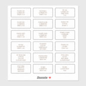 Sticker 18 Nom de l'invité individuel Adresses Brown infor (Feuille)