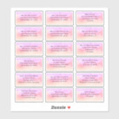 Sticker 18 Nom du client Adresse Pink Lilac Aquarelles (Feuille)