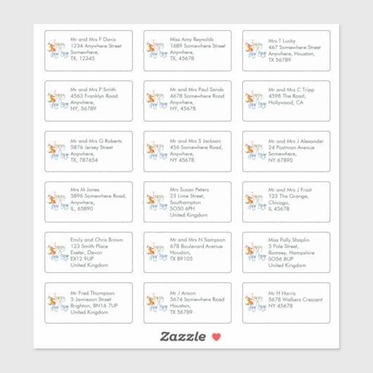 Sticker 18 Nom du récipiendaire Adresse Reindeer Bonne ann (Feuille)