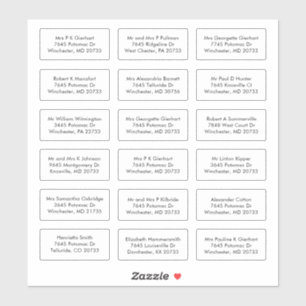 Sticker 18 Nom du récipiendaire Mariage Invités Adresses