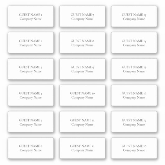 Sticker 18 Nom individuel de l'invité et entreprise (Devant)