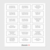 Sticker 18 Nom individuel informel de l'invité Adresse d'e (Feuille)