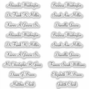 Sticker 18 Noms des invités de mariage Écriture élégante