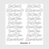 Sticker 18 Noms d'invités Écriture Calligraphique Monolign (Feuille)