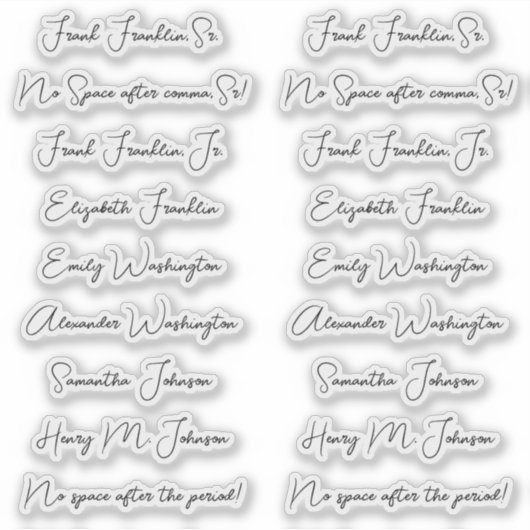 Sticker 18 Noms d'invités Écriture Calligraphique Monolign (Devant)