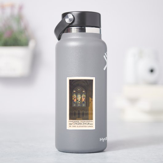 Sticker 1923 Affiche D'Une Église Avec Fenêtre En Verre Ti (HydroFlask)