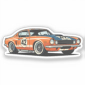 Sticker 1960s Retro Race Car Cartoon Illustration (Recto)
