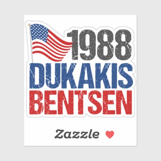 Sticker 1988 Dukakis Bentsen Retro Democrat Classic Round (Feuille)