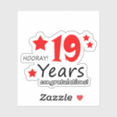 Sticker 19e anniversaire du Mariage - 19 ans Anniversaire (Feuille)
