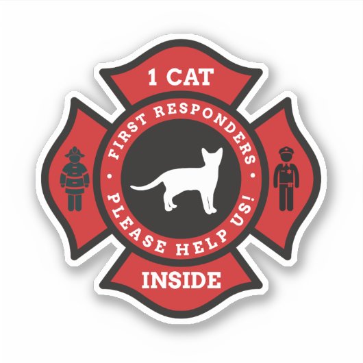 Sticker 1 Chat Inside Pet Alert For Fire Department (Devant)