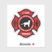 Sticker 1 Chat Inside Pet Alert For Fire Department (Feuille)