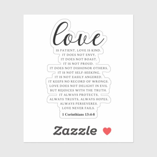 Sticker 1 Corinthiens 13:4-8 L'amour n'échoue jamais (Feuille)