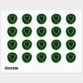 Sticker 1 rond Coeur vert et noir (Feuille)