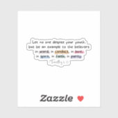 Sticker 1 Timothée 4:12 (Feuille)