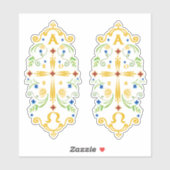 Sticker 2024 Paschal Candle Blue Flowers (Feuille)