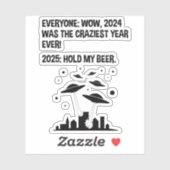 Sticker 2025 Tenez ma bière Jour de l'An (Feuille)