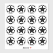 Sticker 20 Décals Vintages au stylo étoile américain (Feuille)