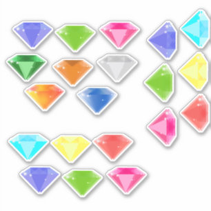 Sticker 20 Diamants de Couleurs Différentes - Pierres préc