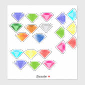 Sticker 20 Diamants de Couleurs Différentes - Pierres Préc (Feuille)