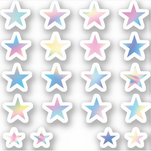 Sticker 20 Étoiles Pastel Rainbow Hologram Planner (Devant)