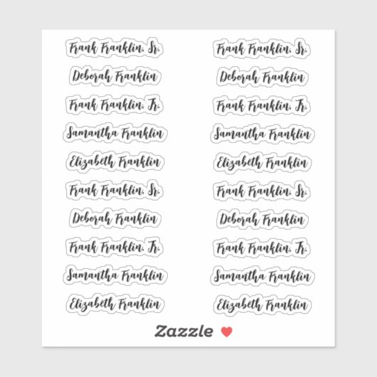 Sticker 20 Guest Names Modern Bold Calligraphie Script (Feuille)