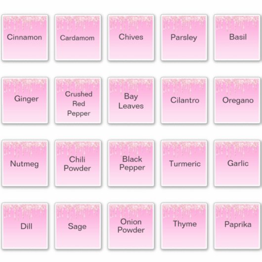 Sticker 20 herbes et épices de cuisine, parties scintillan (Devant)