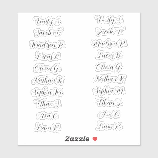 Sticker 20 Invités Moderne Élégante Calligraphie (Feuille)