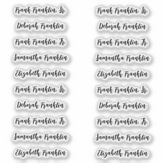 Sticker 20 Noms d'invités Écriture Calligraphique Moderne (Devant)