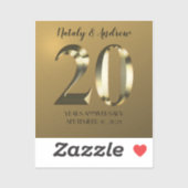 Sticker 20e anniversaire Mariage d'or métallique (Feuille)