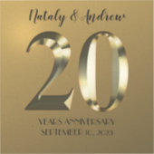 Sticker 20e anniversaire Mariage d'or métallique (Recto)