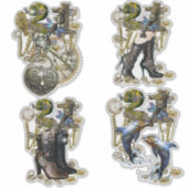 Sticker 21 Anniversaire Sculpture Steampunk (Devant)