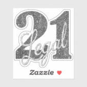 Sticker 21 et juridique | Parties scintillant Argent Faux (Feuille)