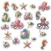 Sticker 21 Multi Pack Sea World Fish Starefish etc (Devant)