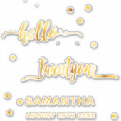 Sticker 21e anniversaire bonjour twentyone nom or (Devant)