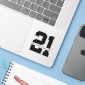 Sticker 21e anniversaire personnalisé Moderne (Ordinateur portable avec iPhone)