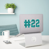 Sticker #22 Vinyle coupé sur mesure (Ordinateur portable sur le bureau)