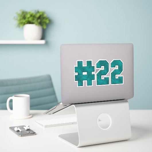 Sticker #22 Vinyle coupé sur mesure (Ordinateur portable sur le bureau)