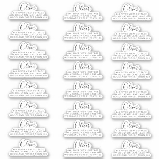 Sticker 24 x Adresse de retour Signature classique Noir Bl (Devant)