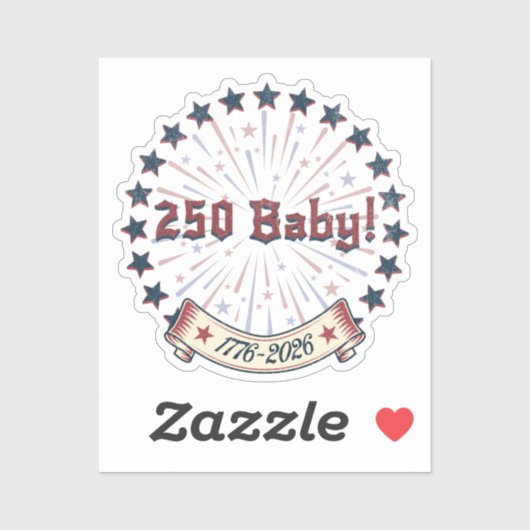 Sticker 250 Baby America 250 Patriotic Fireworks Design (Feuille)