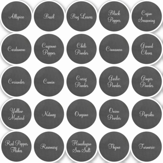 Sticker 25 Épices cercles noirs et blancs (Devant)