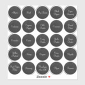 Sticker 25 Épices cercles noirs et blancs (Feuille)