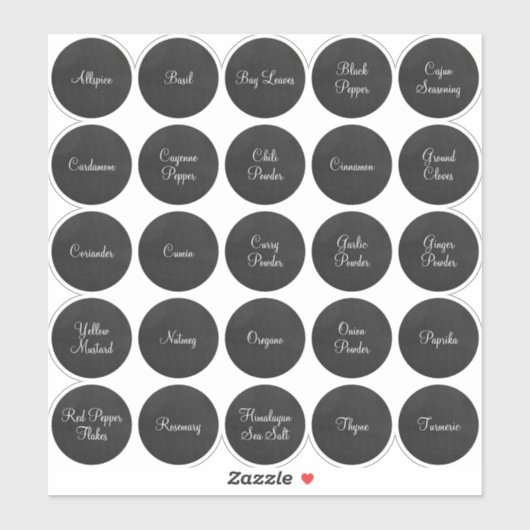 Sticker 25 Épices cercles noirs et blancs (Feuille)