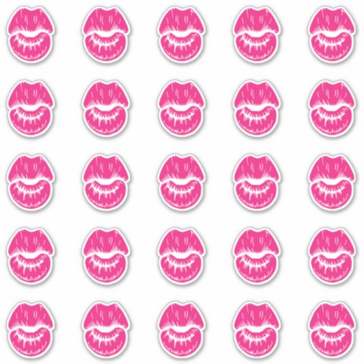 Sticker 25 marques de baiser Fuchsia Lipstick (Devant)