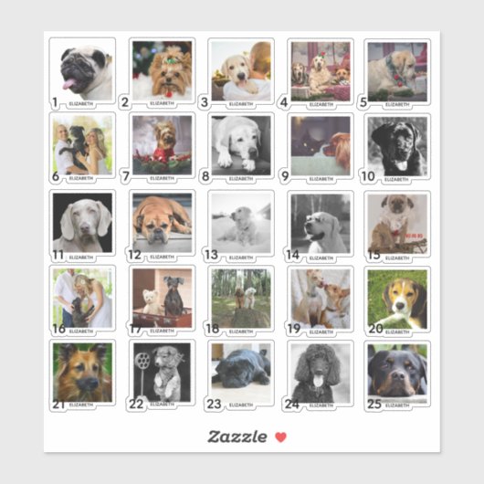 Sticker 25 NOM DE PHOTOS DE CALENDRIER ADVENT Personnalisé (Feuille)